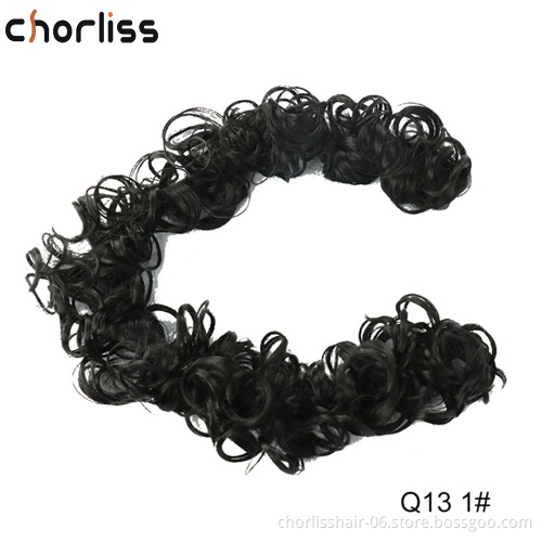 Wholesale Elastic Curly Scrunchie Messy Wavy Wrap Synthetic Flexible Hair Buns Chignon Synthetic Ponytail Extensions For Women